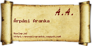 Árpási Aranka névjegykártya