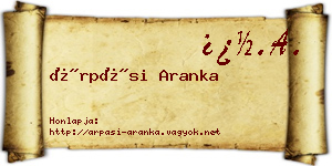 Árpási Aranka névjegykártya