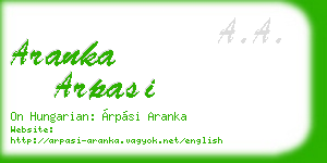 aranka arpasi business card